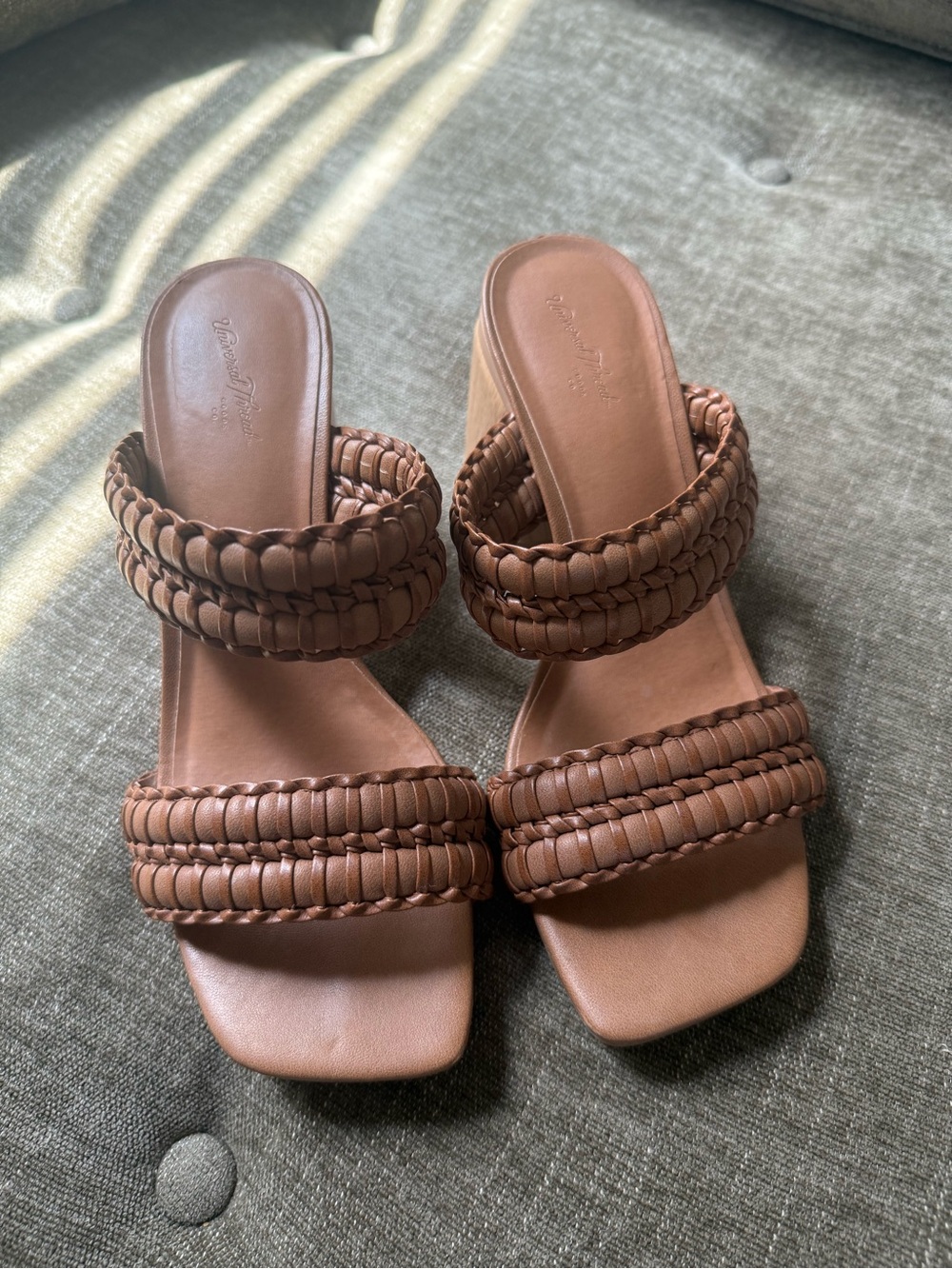 Woven Double-Strap Women's Slide Sandals - Brown